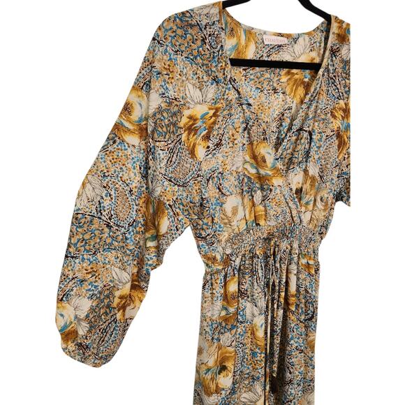 Anthropologie Chaudry Boho Prairie Cottage Floral Maxi Long Sleeve Dress Large - Picture 8 of 9